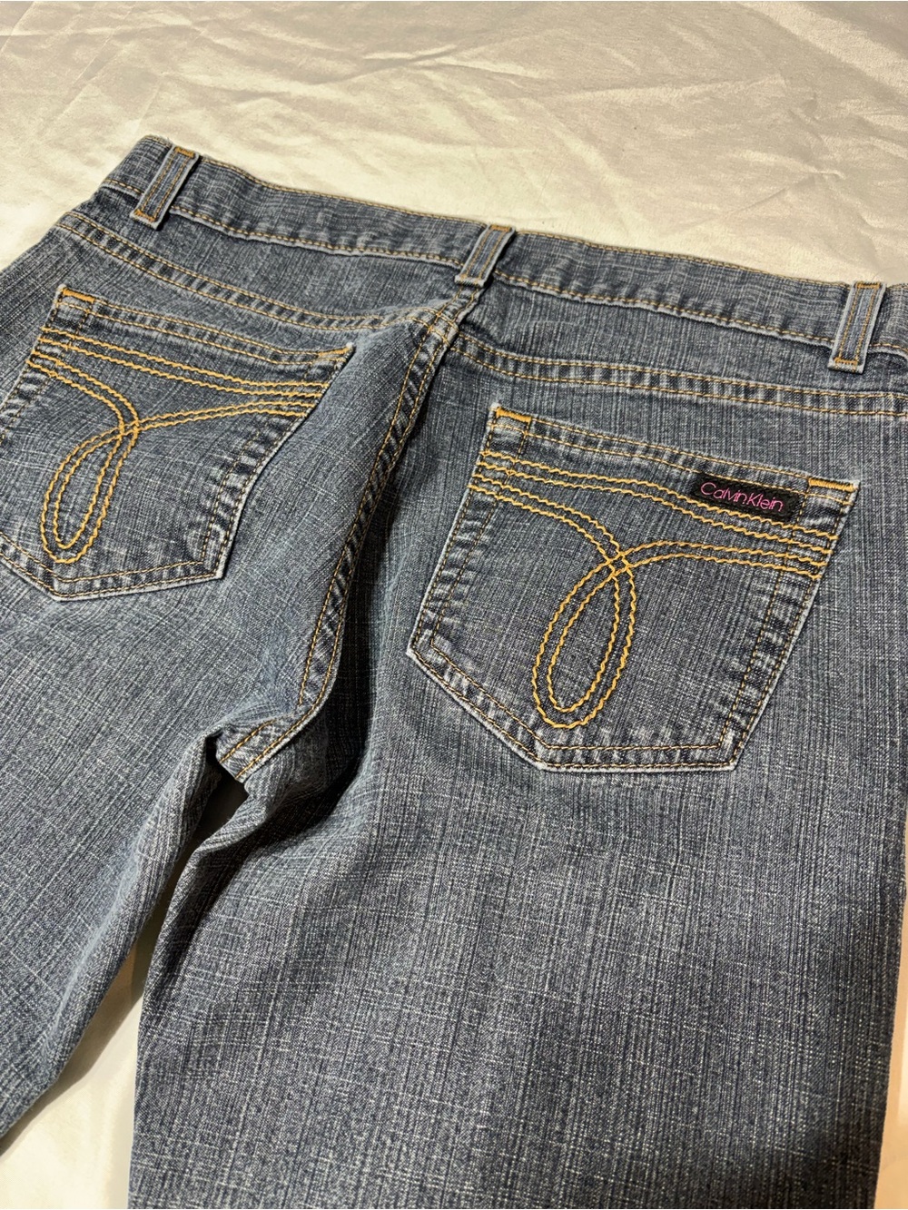 Calvin Klein Jeans Women Size 7 Low Rise Flare Dark Stone Wash Denim Y2K